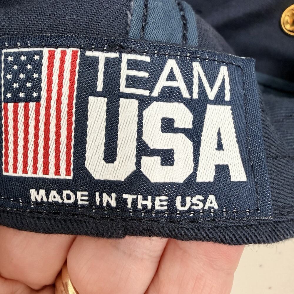 Team USA Olympic Sixth Ring Embroidered Navy Blue Ball Cap Adult OS w/Pin - Picture 9 of 9